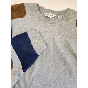 Orvis Rugby Shirt Men's 2XL Gray Crewneck Shoulder Elbow Patch Outdoors Shooting